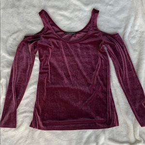 velvet off the shoulder shirt